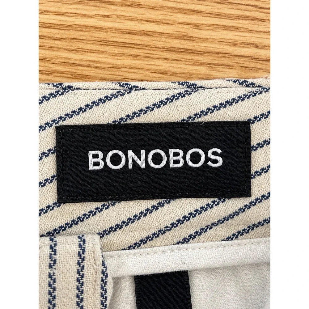 Bonobos Tailored Trousers 29x30 Ivory Navy Stripe Italian Fabric Slim Summer